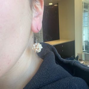 Pink pearl cluster earrings